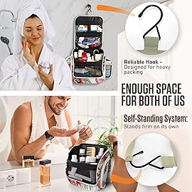 VENTURE 4TH Hanging Travel Toiletry Bag for Women & Men - Travel Organizer with Expandable Compartments & Removable Clear Pouch for Toiletries (Pink Flamingo)