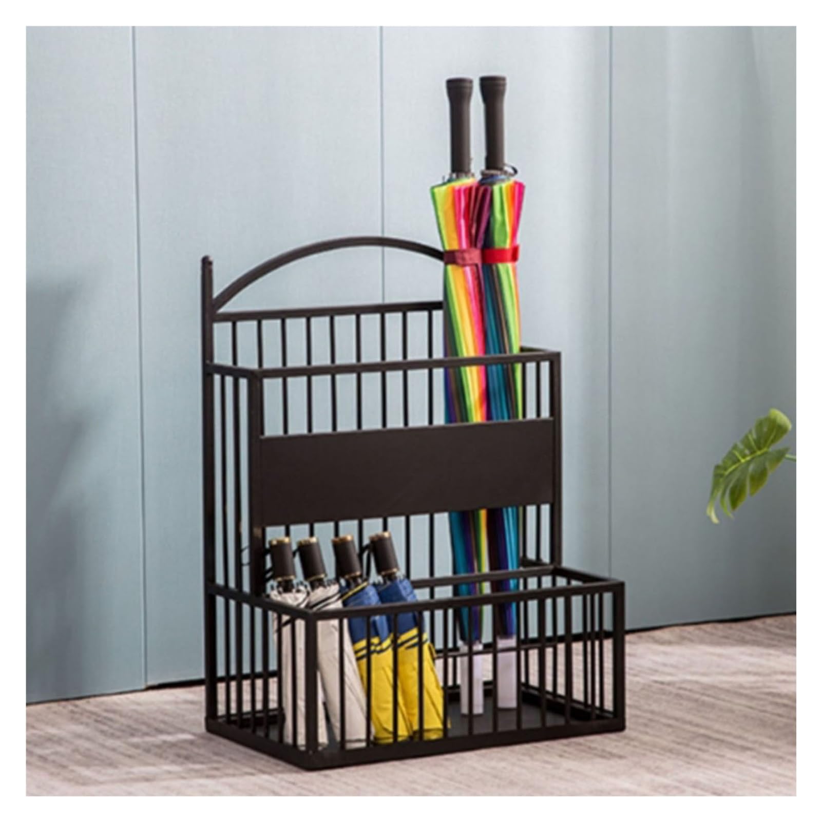 Support de parapluie autoportant noir 48x26x68cm avec bac amovible