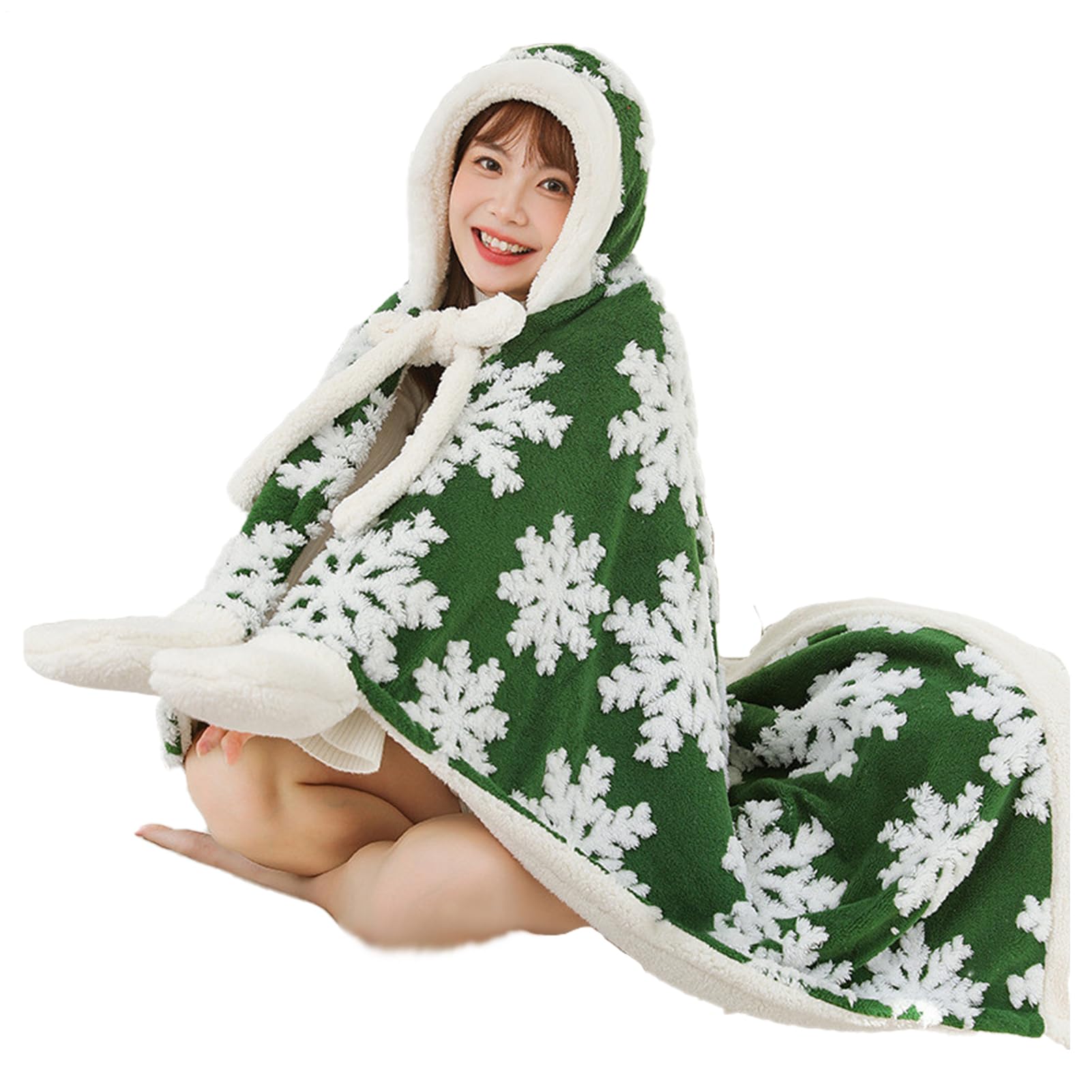Couverture portable pull à capuche avec poncho de Noël et grand châle pour lit et canapé