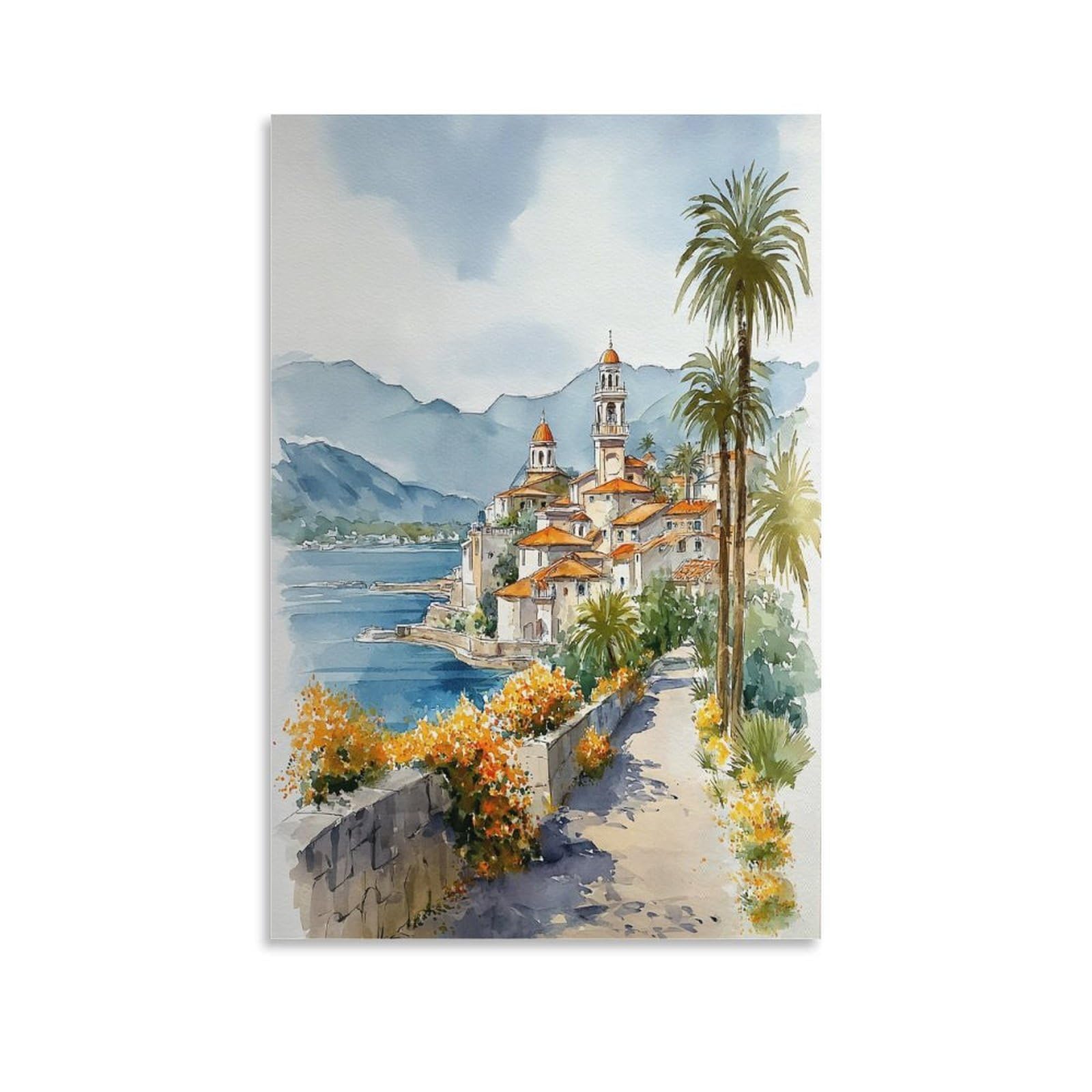 Orange 24x36inch(60x90cm) Vintage Travel Poster Watercolor Canvas Art
