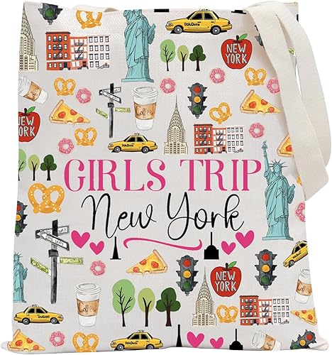 POFULL Nueva York Vacaciones Regalo Viaje Nueva York Cremallera bolsa Viaje Cosméticos Bolsa, Bolso tote de viaje para niñas Nueva York
