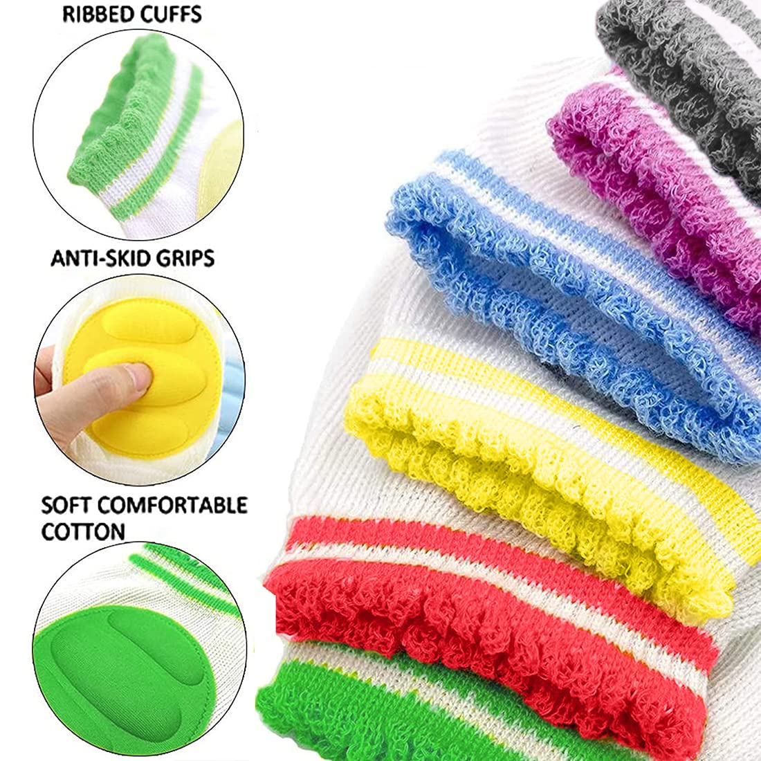 BabyMoon Baby Padded Knee Pads for Crawling, Anti-Slip Stretchable Elastic Cotton Soft Breathable Comfortable Kids Knee Cap Elbow Safety Protector 1