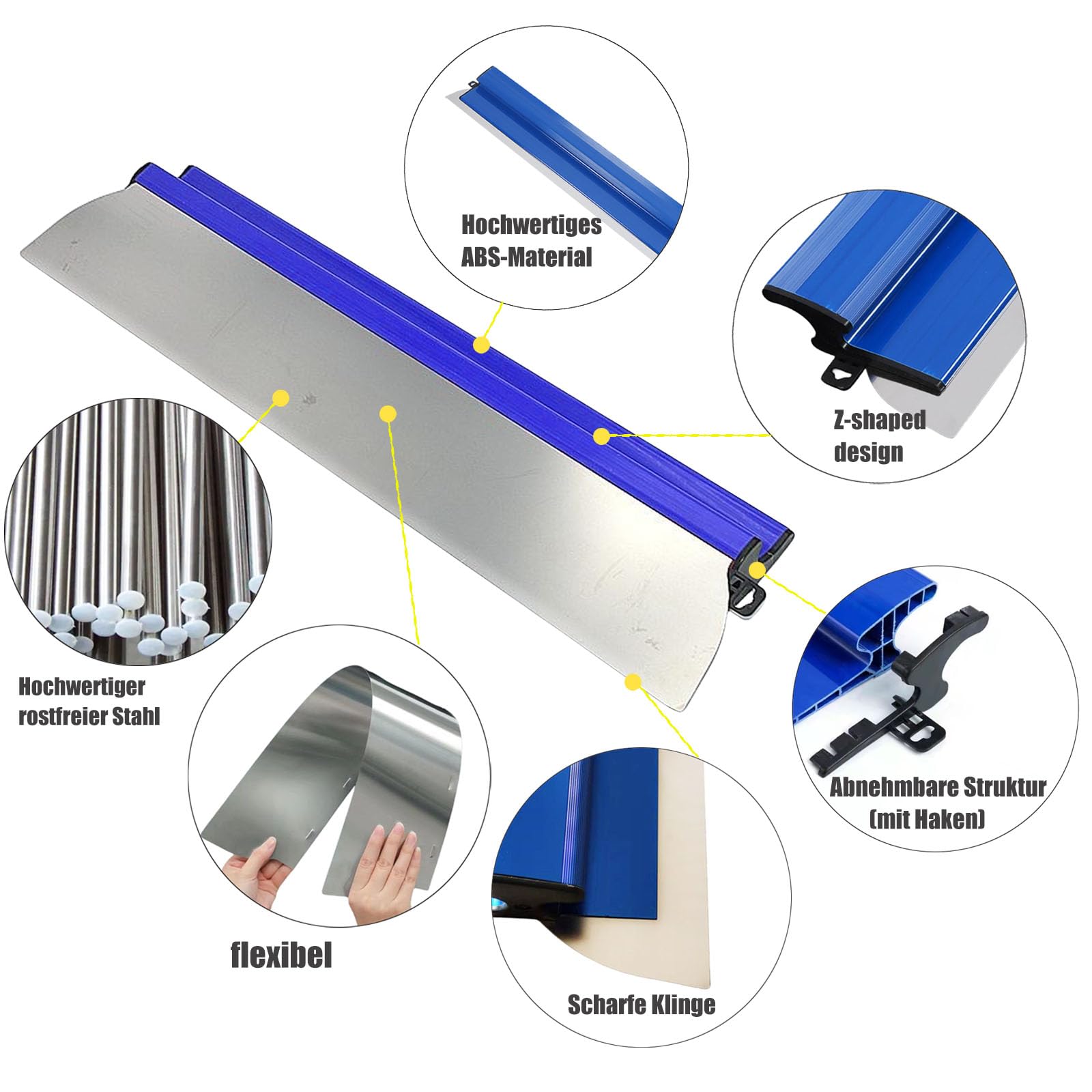DURDUR Spatola per superfici, lama in acciaio inox, 0,38 mm e 0,5 mm di spessore 80 cm/60 cm/40 cm/25 cm, set di spatole per grandi aree di lavoro, decorazione da parete