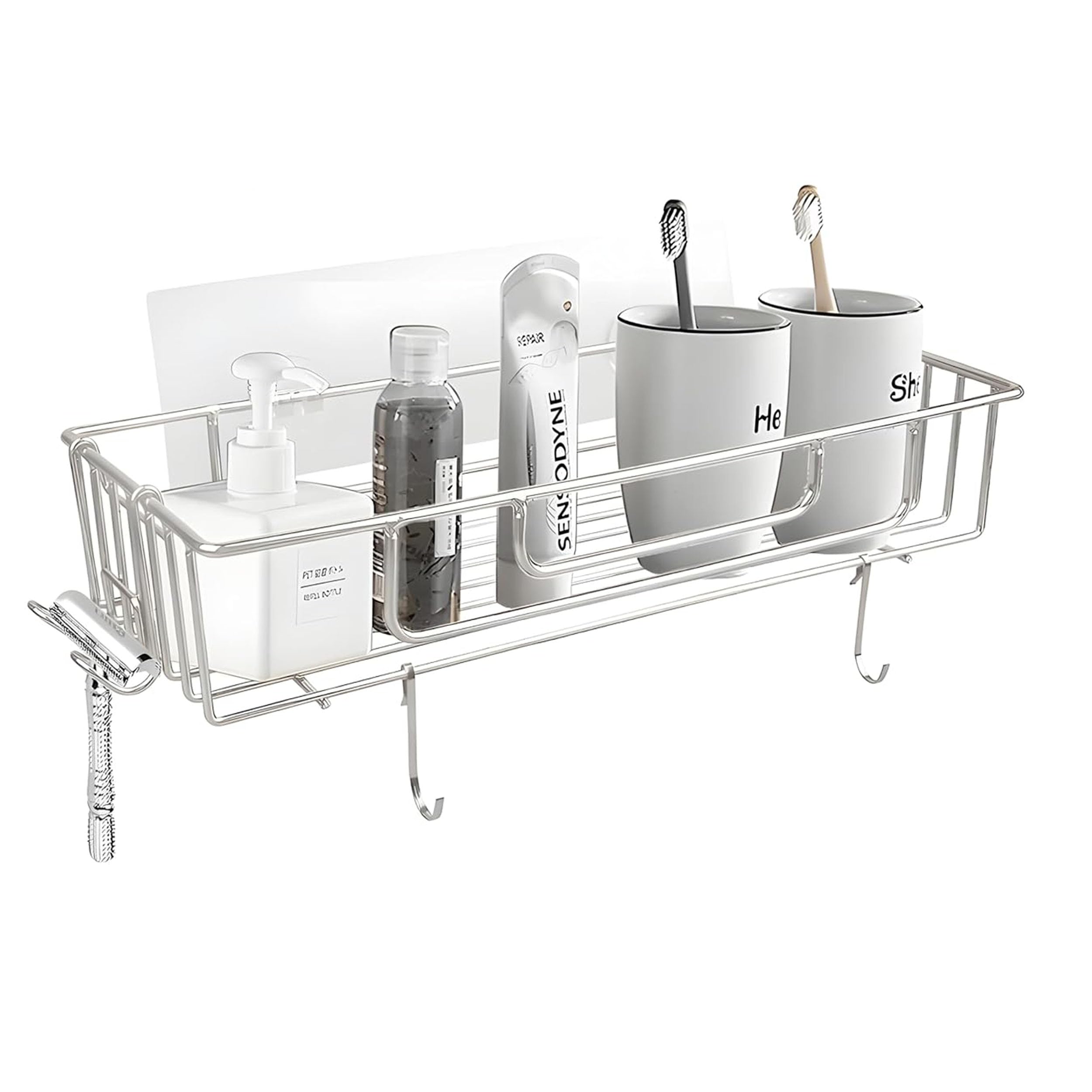 Boniry 1 PCS Bathroom Self-Adhesive Organiser with Towel Holder Bathroom Accessories Wall Mount Stainless Steel Self Adhesive Bathroom Shelf for Wall Shelf Storage Basket (30L*12W*6H CM, Silver) (B0D8KKSKN3) Amazon Price History, Amazon Price Tracker
