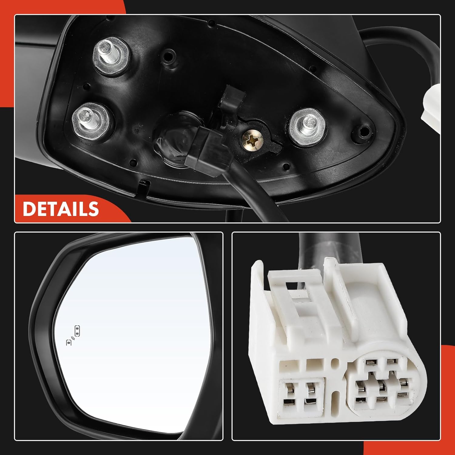 A-Premium Driver Side Power Door Mirror Compatible with Toyota Camry 2018-2024 - Heated Manual Folding w/Turn Signal and Blind Spot Detection Outside Rear View Mirror White (Painted to Match)