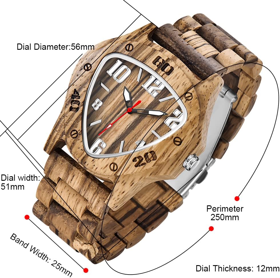 Men's Handmade Wooden Watches Mens Lightweight Analog Quartz Wood Mens Wrist Watch - Image 4