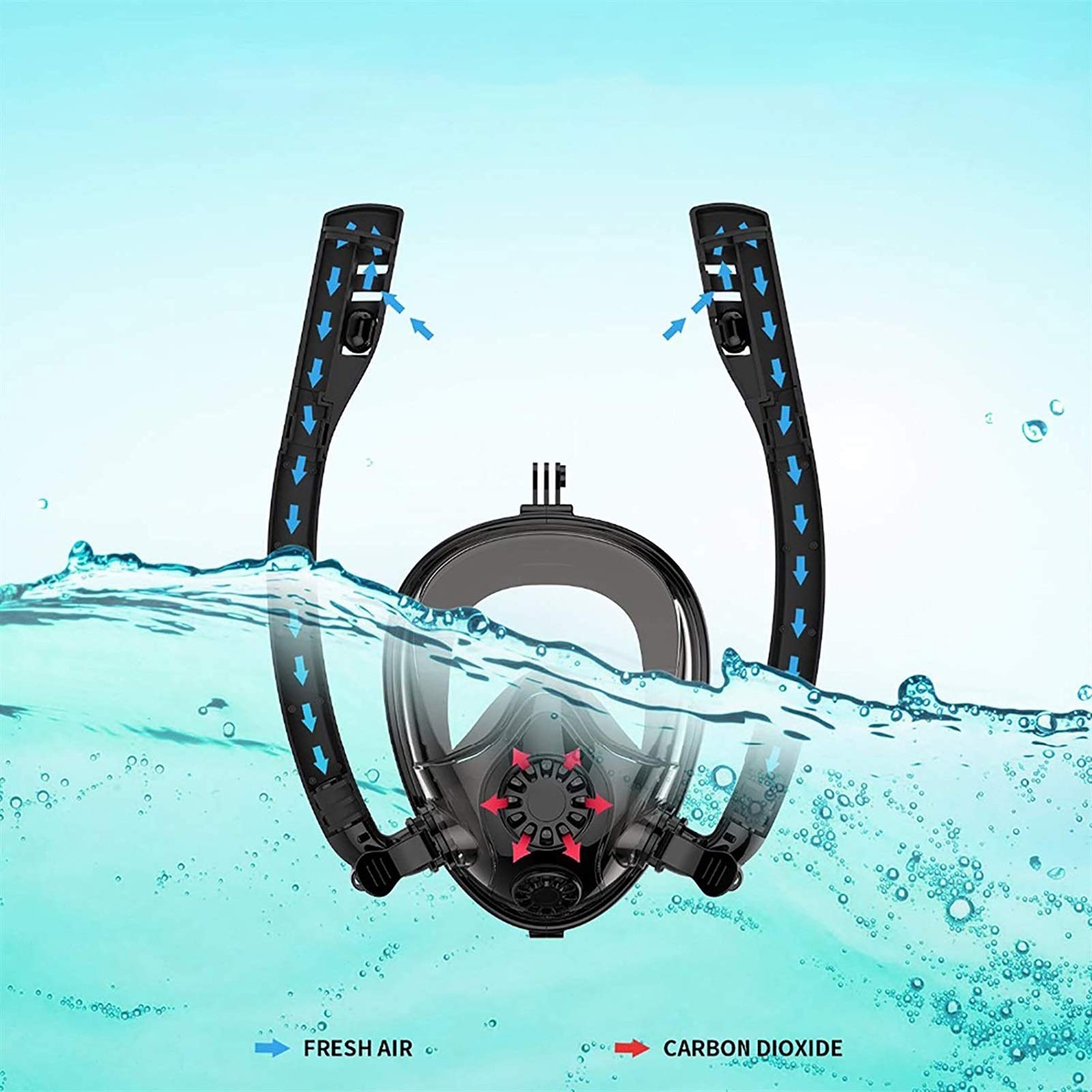 Masque de plongée sous-Marine Masque intégral de plongée avec Tuba Masque de plongée sous-Marine Anti-buée pour la Natation Plongée sous-Marine/Noir