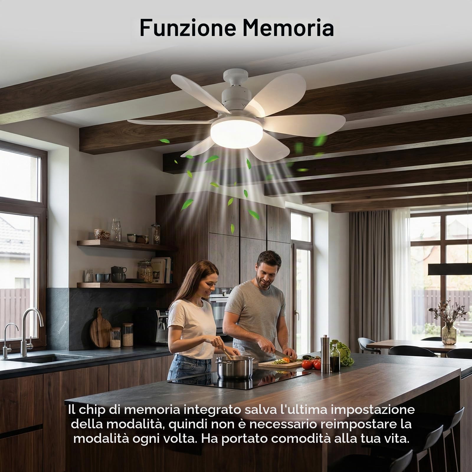Plafoniera con Ventilatore, Ventilatore da Soffitto con Illuminazione e Telecomando, Piccolo Ventilatore Silenzioso con 3 Livelli di Vento,Timer 1/2/4H, Funzione di Memoria
