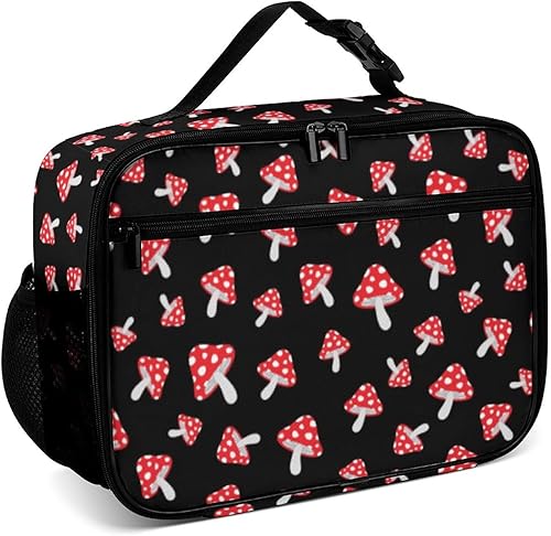 Miniatura 1 de Lonchera reutilizable con diseño de hongos del bosque, bolsa de almuerzo aislada, lonchera para comida y comida, bolsa de mano para mujeres, niños,