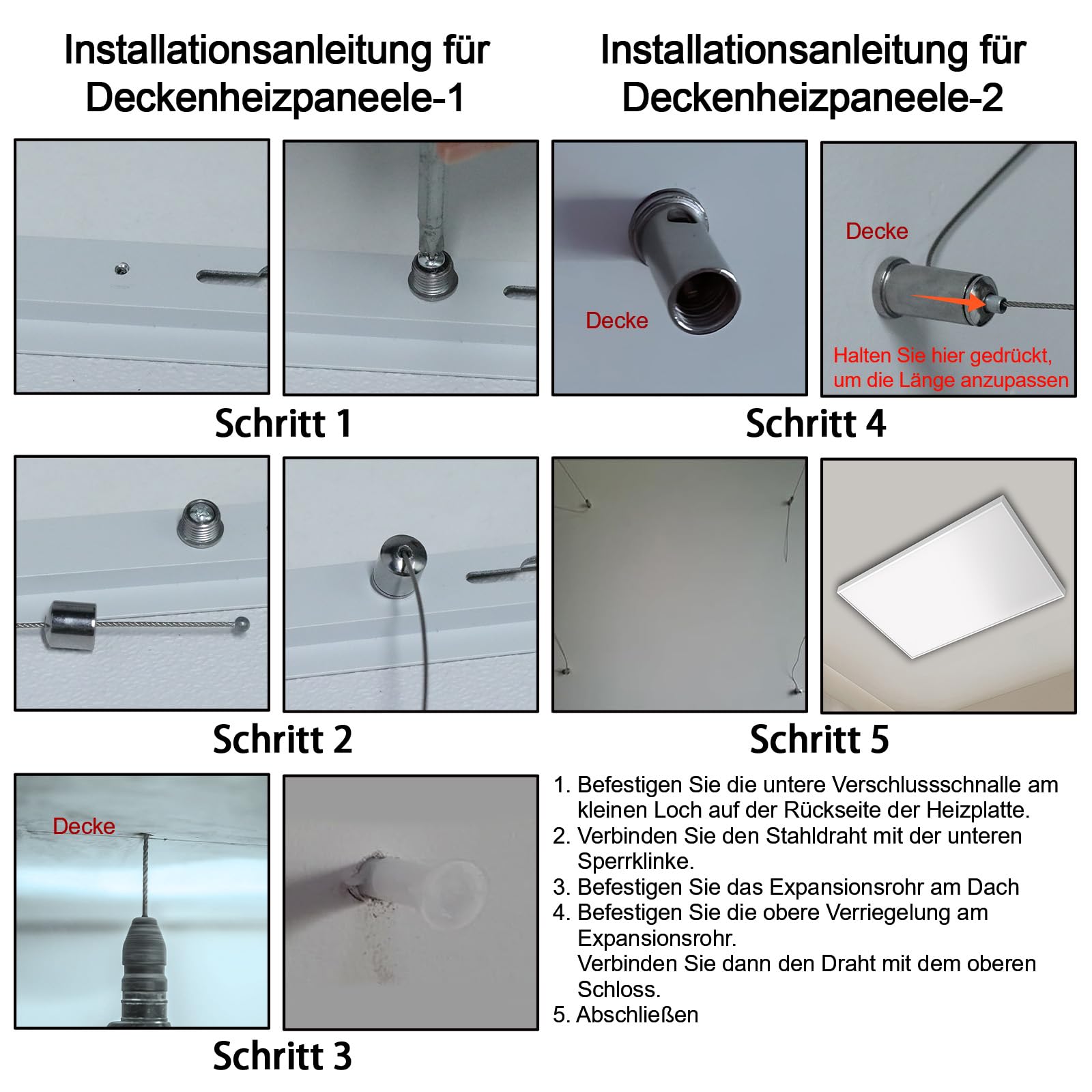 Infrarotheizung Deckenmontage 1000 Watt mit Smart Steuerung, Energiesparende Infrarot Wandheizung, Elektroheizung mit Uberhitzungsschutz, WLAN App-Steuerung mit Fernbedienung.