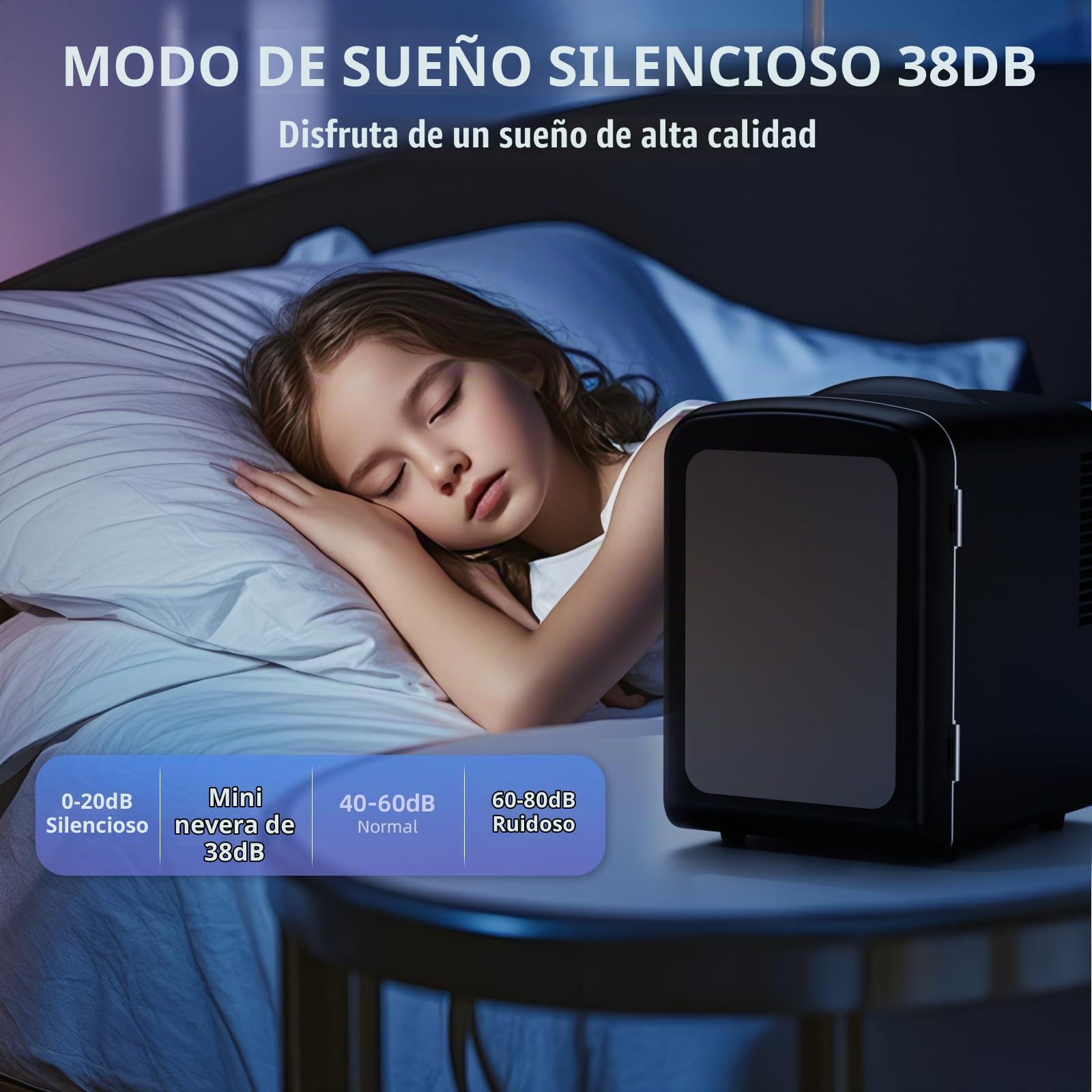 Antarctic Star Mininevera compacta con luz de juego, 4 litros/6 latas, mini nevera portátil para dormitorio, coche, oficina y dormitorio, nevera cosmética pequeña