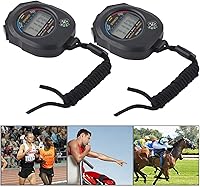 Vista 1 de 2 cronómetros LCD electrónico multifuncionales de mano, con fecha y hora y función de alarma, adecuado para deportes, correr, carreras, natación