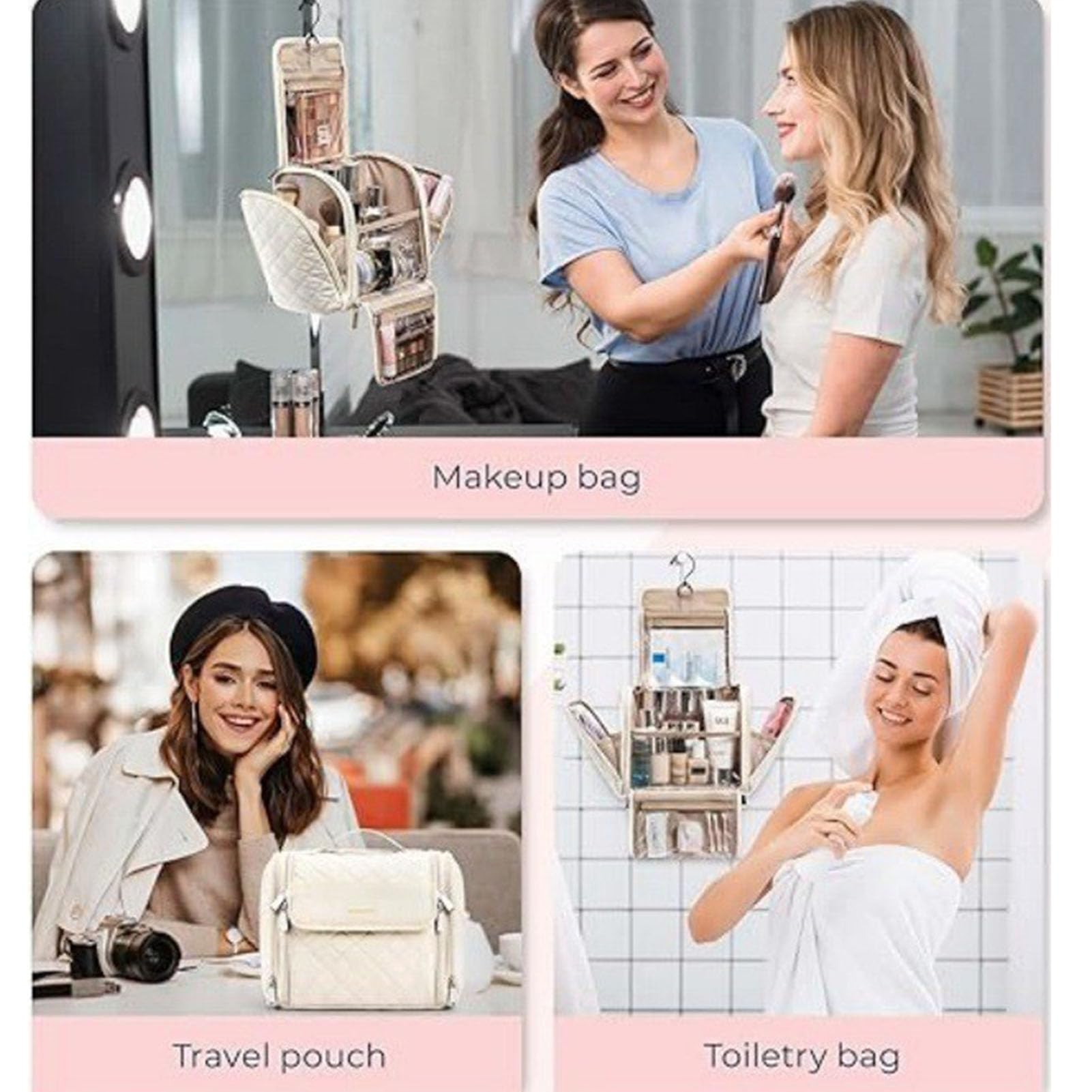 Cocoarm Borsa Cosmetico Grande Capacità con Gancio Appendibile,
