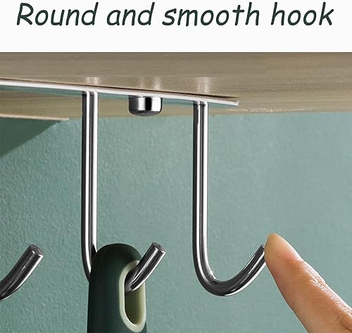 Miniatura 3 de Dxcaicc Colgador de utensilios resistente con ganchos, estante de ganchos debajo del gabinete, ganchos adhesivos para colgar, organizador y