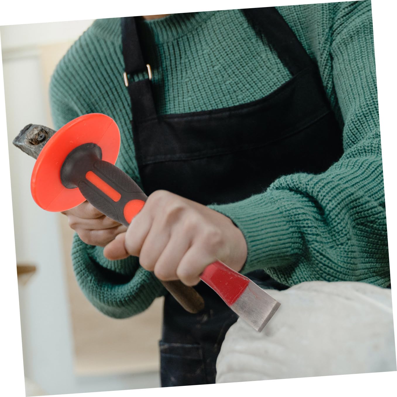 LIFKOME Set Scalpelli per Calcestruzzo e Roccia 250 MM Scalpello Piatto e Punta Protezione Mano Ergonomica Utensili da Muratura per Demolizione e Intaglio Impugnatura Antiscivolo per