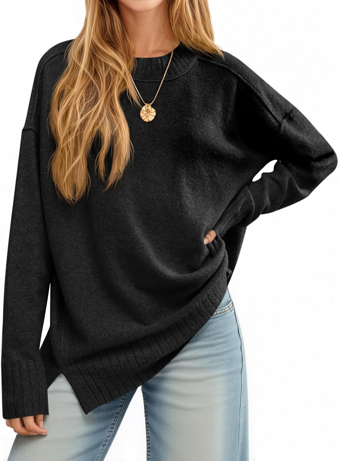 Cicy Bell Womens Oversized Sweaters Casual Long Sleeve Knit Pullover Tops Crewneck Trendy Slouchy Fall Tunic Tops