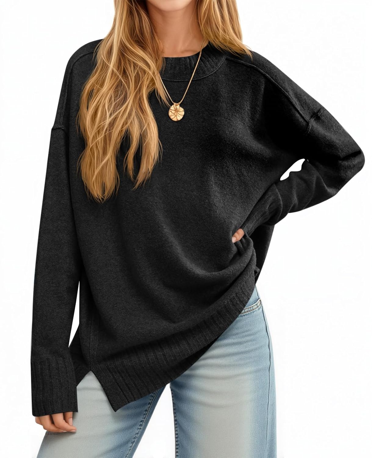 Cicy Bell Womens Oversized Sweaters Casual Long Sleeve Knit Pullover Tops Crewneck Trendy Slouchy Fall Tunic Tops