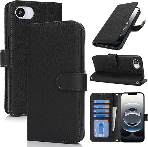 Vista 71 de Zouzt Funda para iPhone 11 de 6.1 pulgadas de piel auténtica con 4 ranuras para tarjetas, tarjetero con bloqueo RFID, tapa magnética, función atril