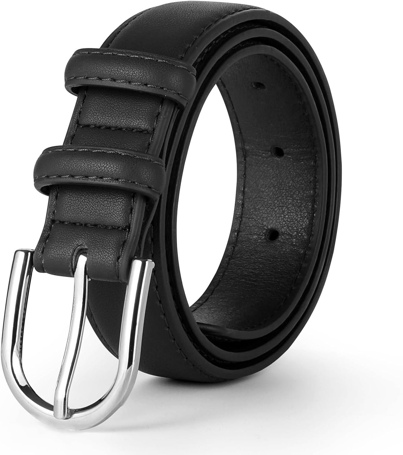 WELROG Kids Belt for Boys and Girls - Boy's Black PU Leather Belt for School Uniform Jeans Classic Belt for Boys Age 6-10