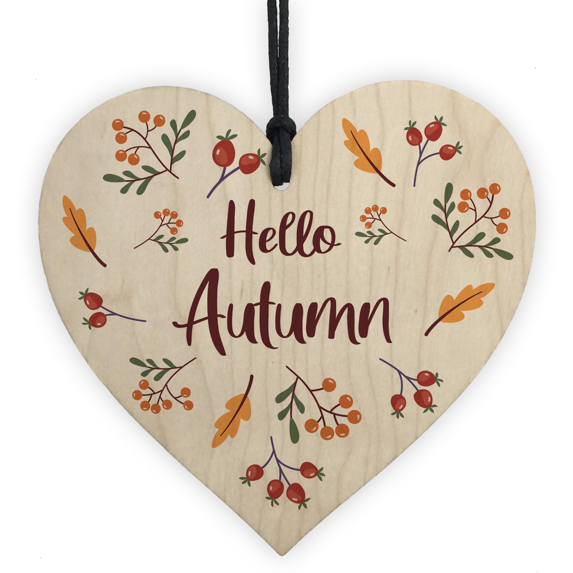 Hello Autumn Sign, Autumn House Decor Wooden Heart Sign Gifts, Pumpkins, Maple Autumn Accessories Decor for Thanksgiving and Autumn Novelty Autumn Gift (Design 7)