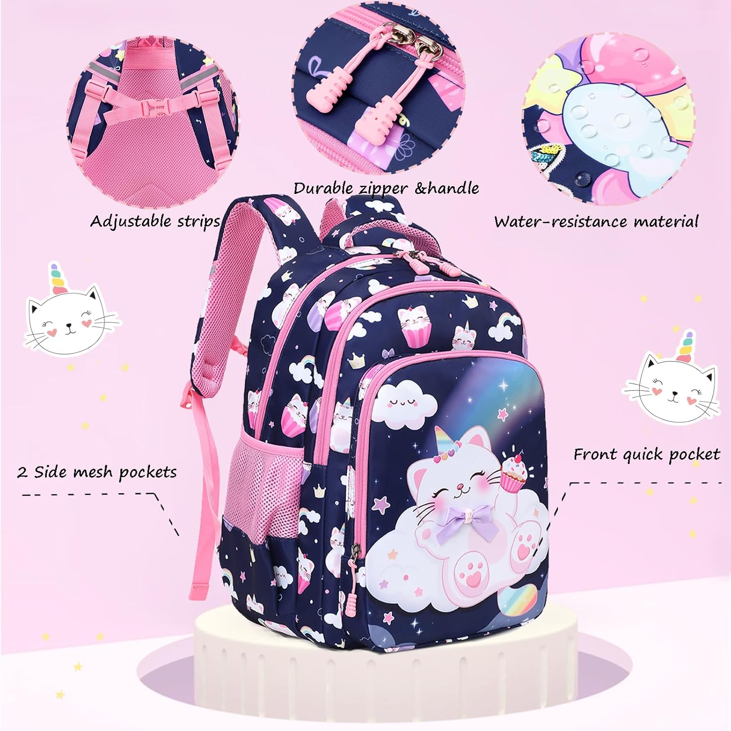 Girls' Elementary School Backpack with Lunch Box - Back to School Bag Bookbag - Image 6