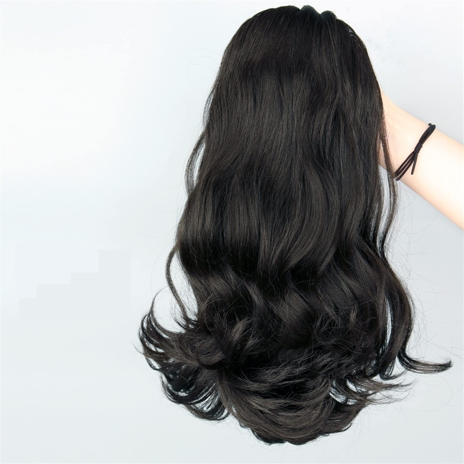 Haarverlängerungen 18 Zoll Synthetisch Lang Lockig Wellig Mit Kordelzug Dutt Perücke Pferdeschwanz Haarverlängerungen Damen Haarschmuck Haarteile Für Frauen,1B-45cm