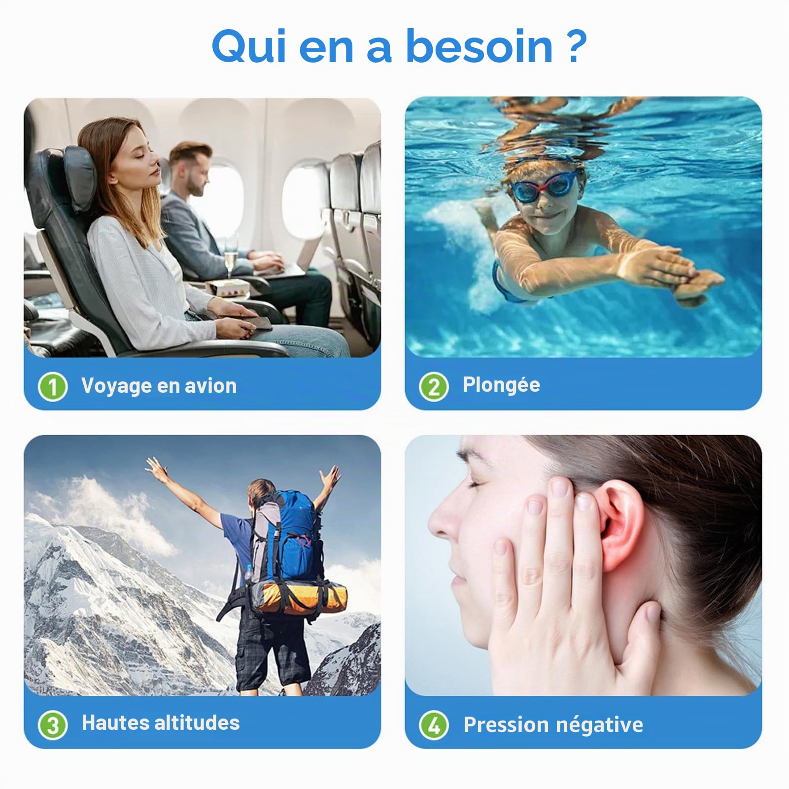 Dispositif Professionnel de Soulagement de la Pression Auriculaire | Soulagement des Acouphènes pour les Bourdonnements D'oreilles | Déboucheur de Trompe D'Eustache Rechargeable