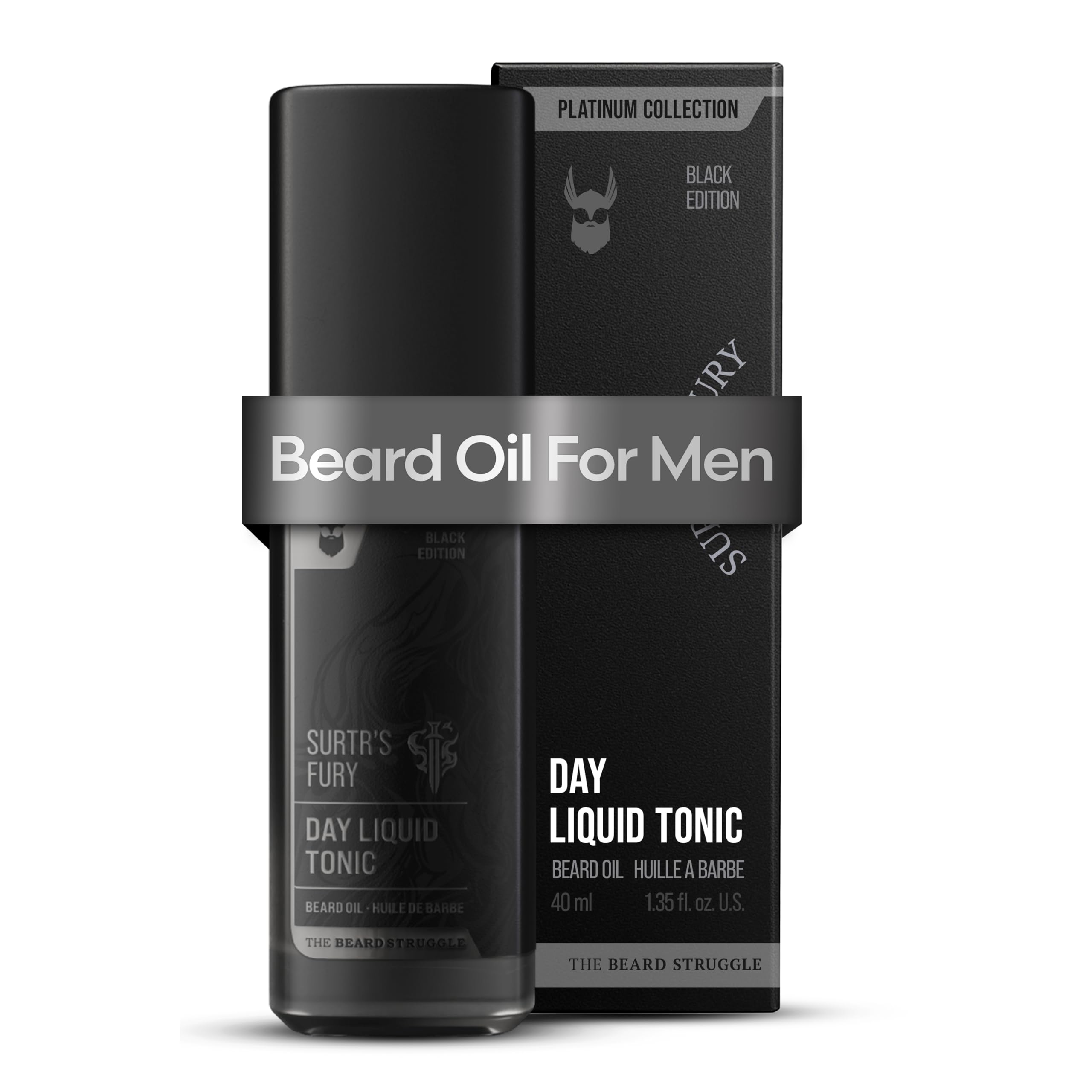 Day Liquid Tonic Beard Oil - Platinum Collection, Surtr's Fury - Beard Oil for Men - Moisturize, Softens Hair, Reduces Itch - Day Time Beard Growth Oil (30 ml)