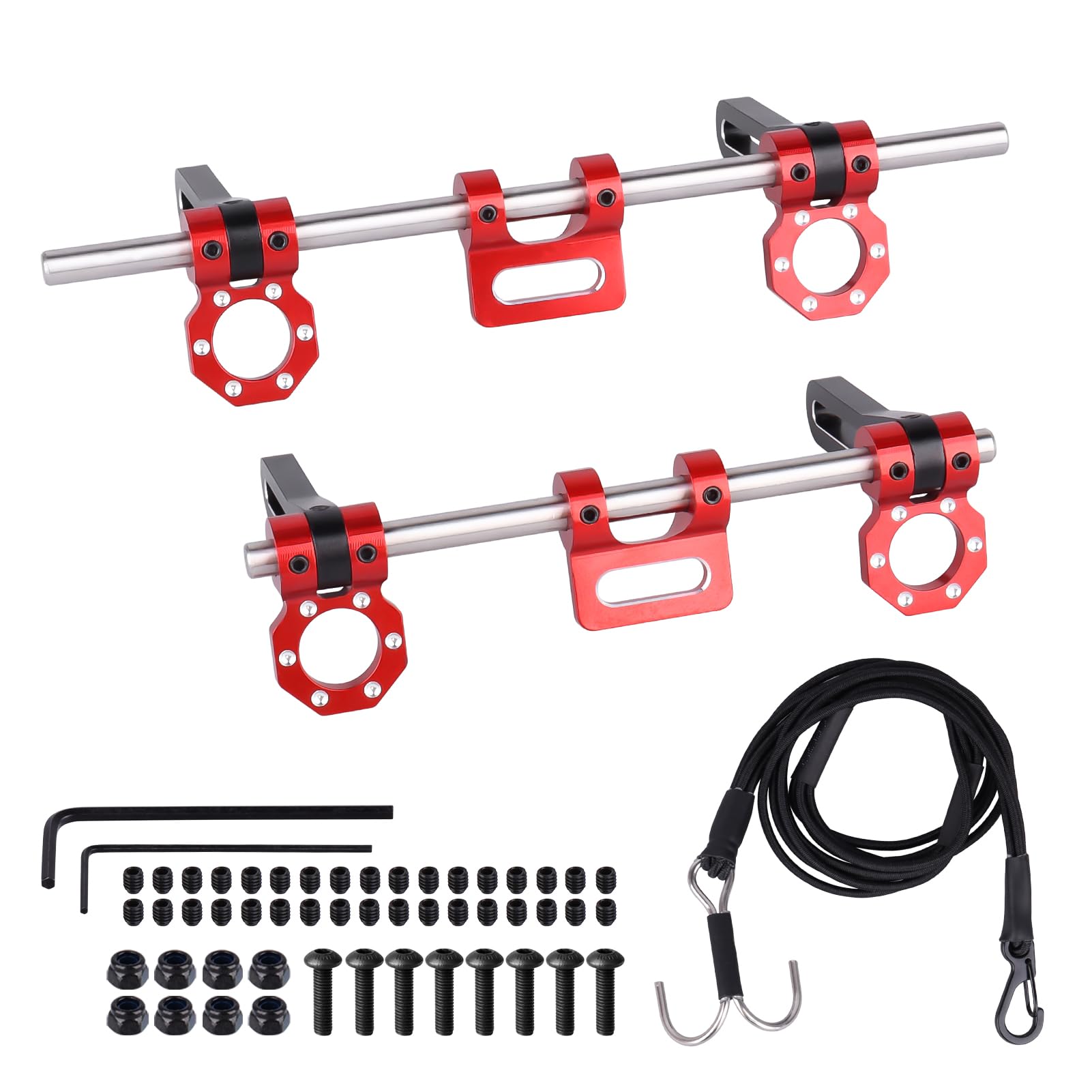 Aluminum 1/10 Bumper Mount Front & Rear with Trailer Tow Shackles for Traxxas TRX4 TRX6 Axial SCX10 II III Gen8 RC Crawler Car