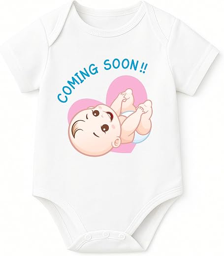 Lillypupp Pregnancy Announcement cute baby coming soon t-shirt Photoshoot prop romper bodysuit | Baby shower decoration items and reveal idea for family, friends.