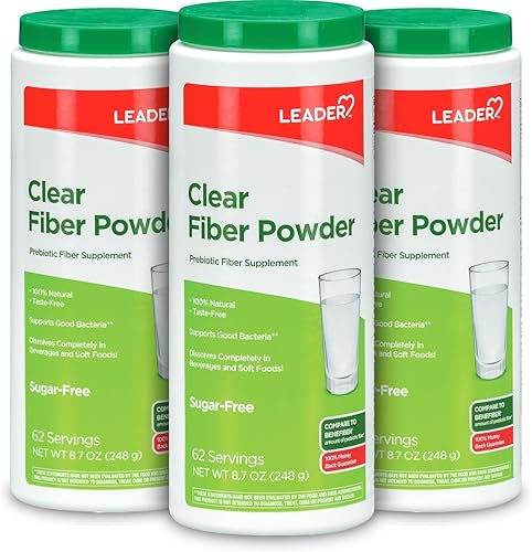 Leader Suplemento de fibra prebiótica en polvo para la salud digestiva, polvo de fibra diaria 100% natural, sin azúcar, sin sabor, sin gluten, sin