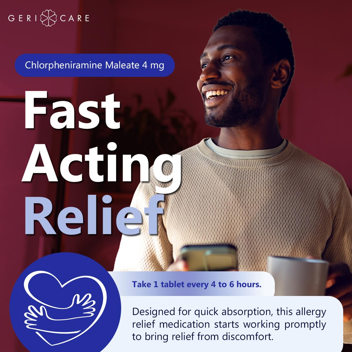 GeriCare Allergy Relief Chlorpheniramine Maleate 4 mg, Antihistamine Tablets, 100 Count (Pack of 1) — Amazon image 6