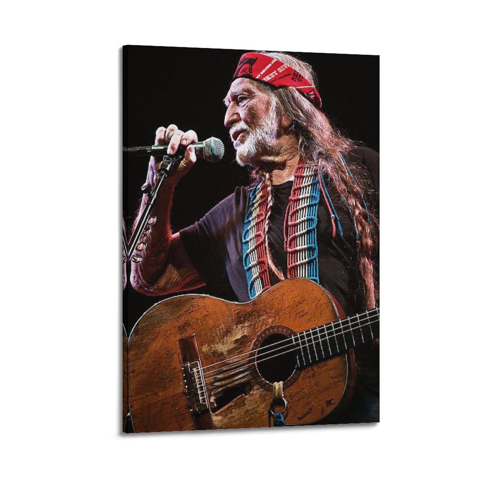 Ksoxdaitip Frame-Style Musician Willie Nelson Poster Poster Decorative Painting Canvas Wall Posters And Art Picture Print Modern Family Bedroom Decor Posters 08X12inch(20X30cm)