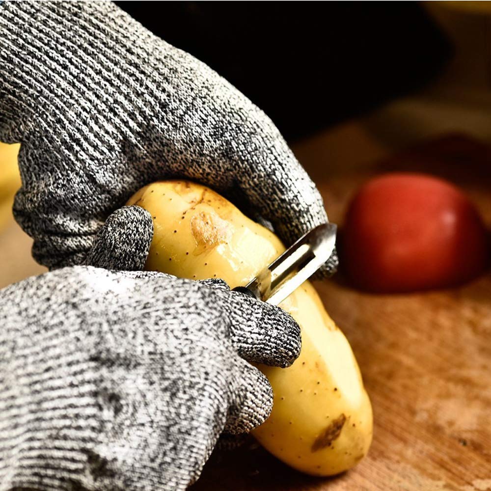 Snijbestendige handschoenen, niveau 5, anti-snijhandschoenen, HPE- bescherming, werkhandschoenen voor keuken, koken, vlees snijden en houtbewerking, M