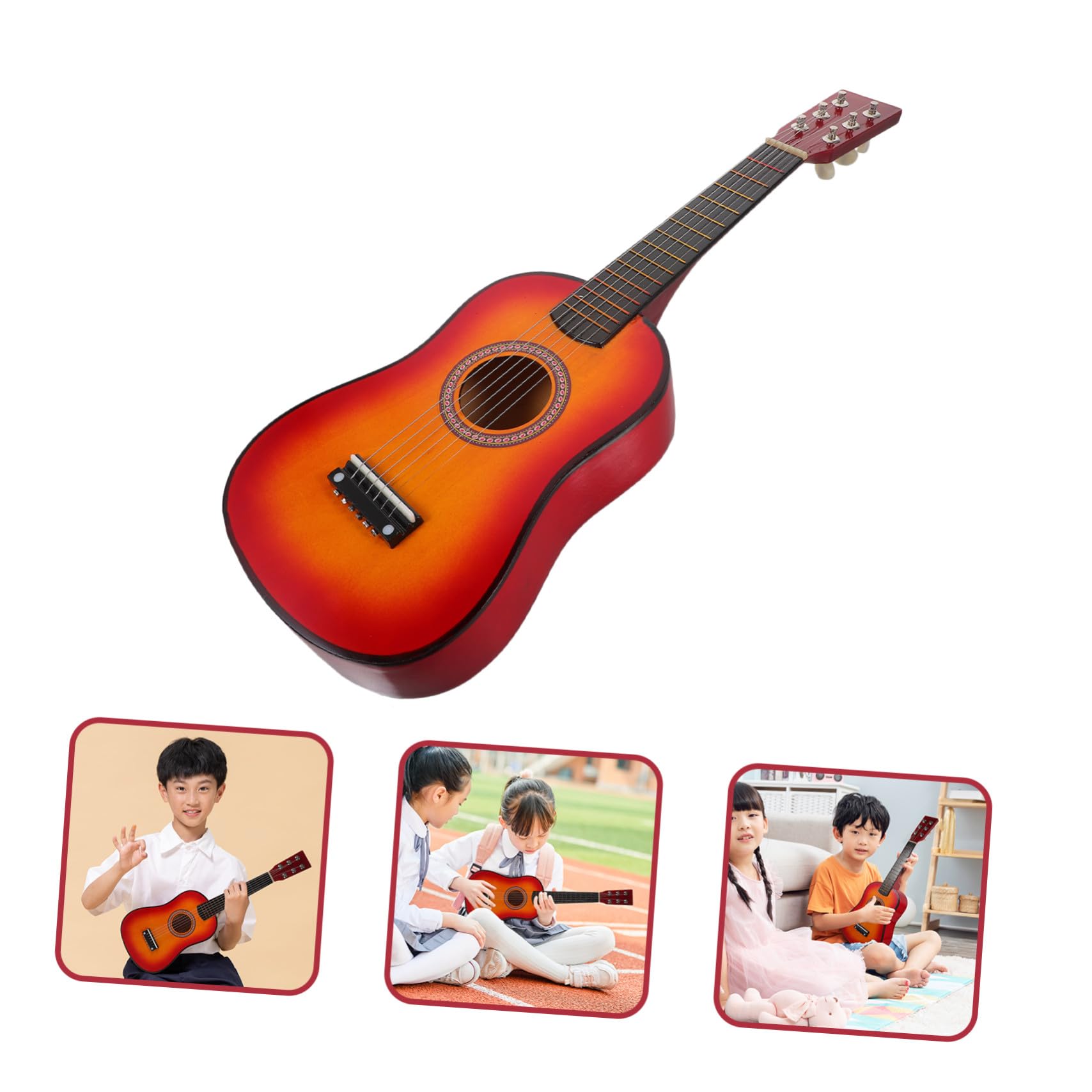 Chitarra Giocattolo in Legno 1 Pezzo per Principianti, 21 Pollici | Kids Guitar Toy, Back To School Party, Strumenti Musicali per Ragazzo Ragazza, Suono Piacevole e Presa Comoda Stile Casuale