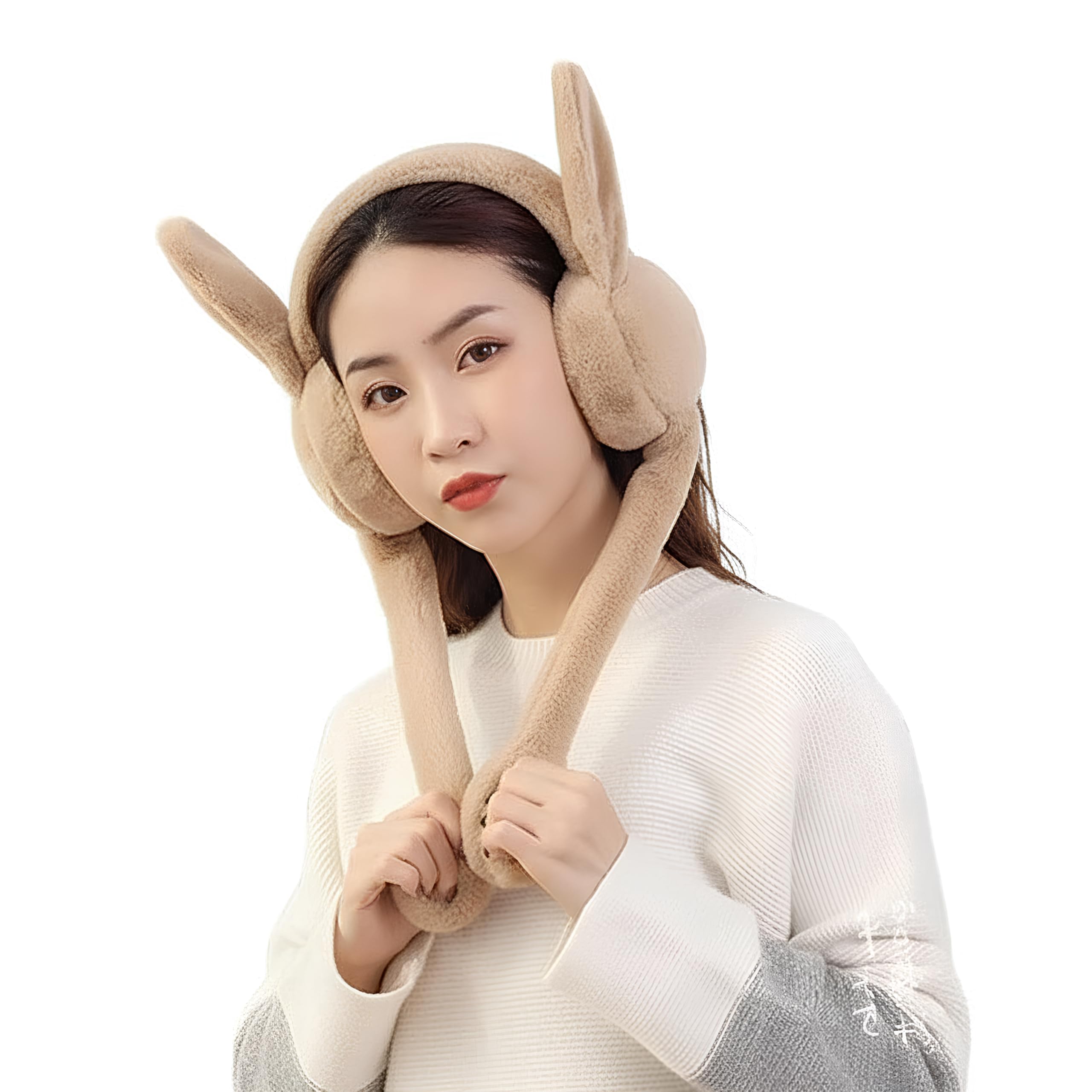 Tomorrow FashionCute Rabbit Ear Moving Earmuffs for Kids – Warm Plush Winter Headband for Boys & Girls | Pneumatic Animated Floppy Ear Design | Soft & Cozy Cold Weather Accessory-image-3