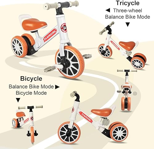 Miniatura 2 de Flwrgirl Bicicleta de equilibrio de triciclo para niños pequeños, bicicleta de equilibrio 2 en 1, 2, 3, 4 años, triciclo para niños pequeños de 1 a