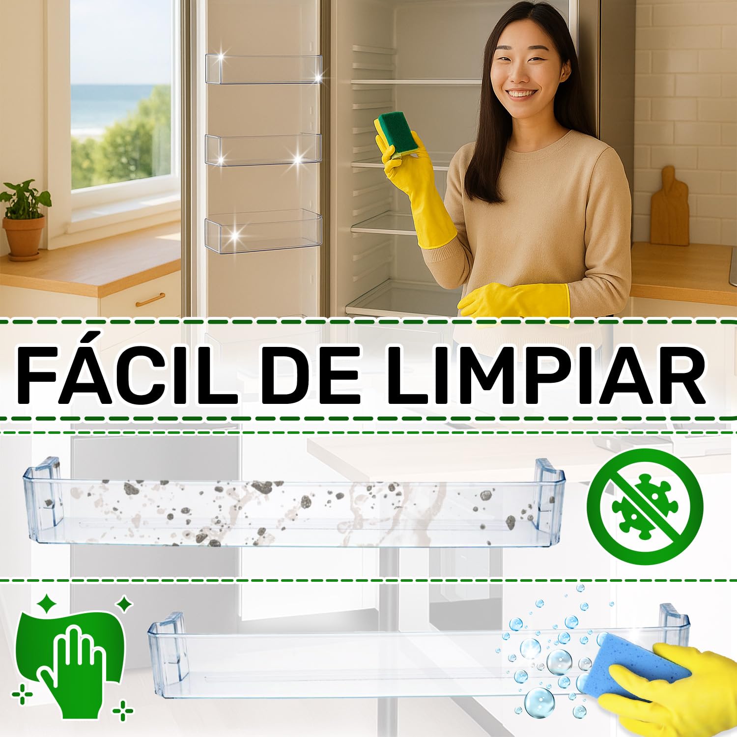 ONIX TECH Estante Puerta Frigorifico 432 х 75 x 55 mm con Código Original 1022432 1022446 1033024 para Amica - Garantía de 5 Años