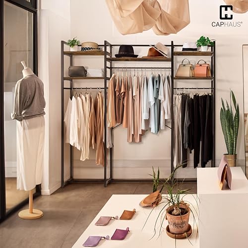 Miniatura 7 de CAPHAUS Perchero de ropa de capacidad de 913 libras para colgar ropa, armario abierto resistente con varillas para colgar, organizador de armario