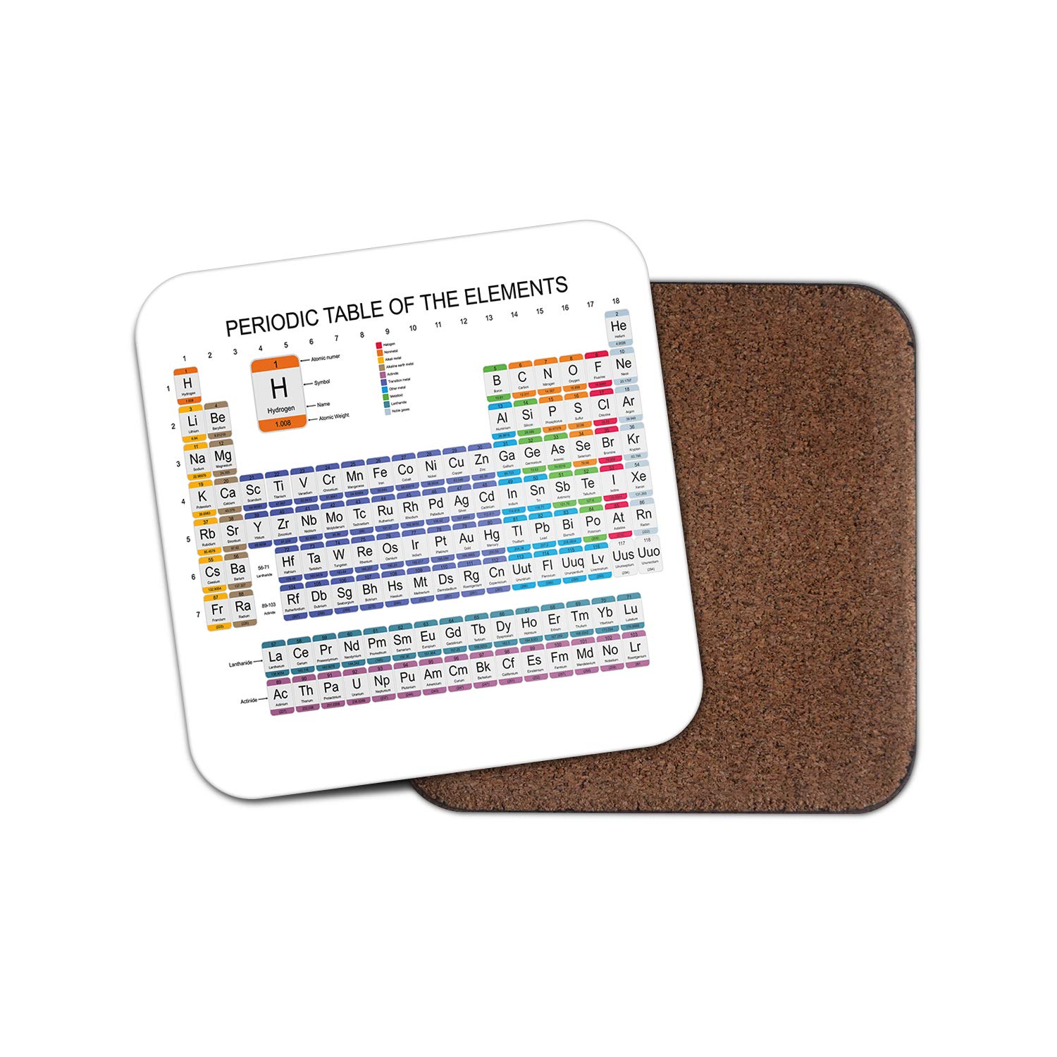 Destinationvinyl Multicolor Periodic Table Science Chemistry Cork Backed Drinks Coaster For Tea & Coffee #4060