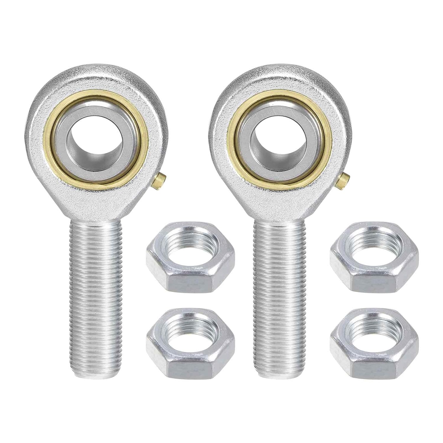 2pcs POSB10 Rod End Joint Bearing - [5/8" Bore, 5/8-18 UNF Left Hand Thread] Male Rod End with Jam Nuts