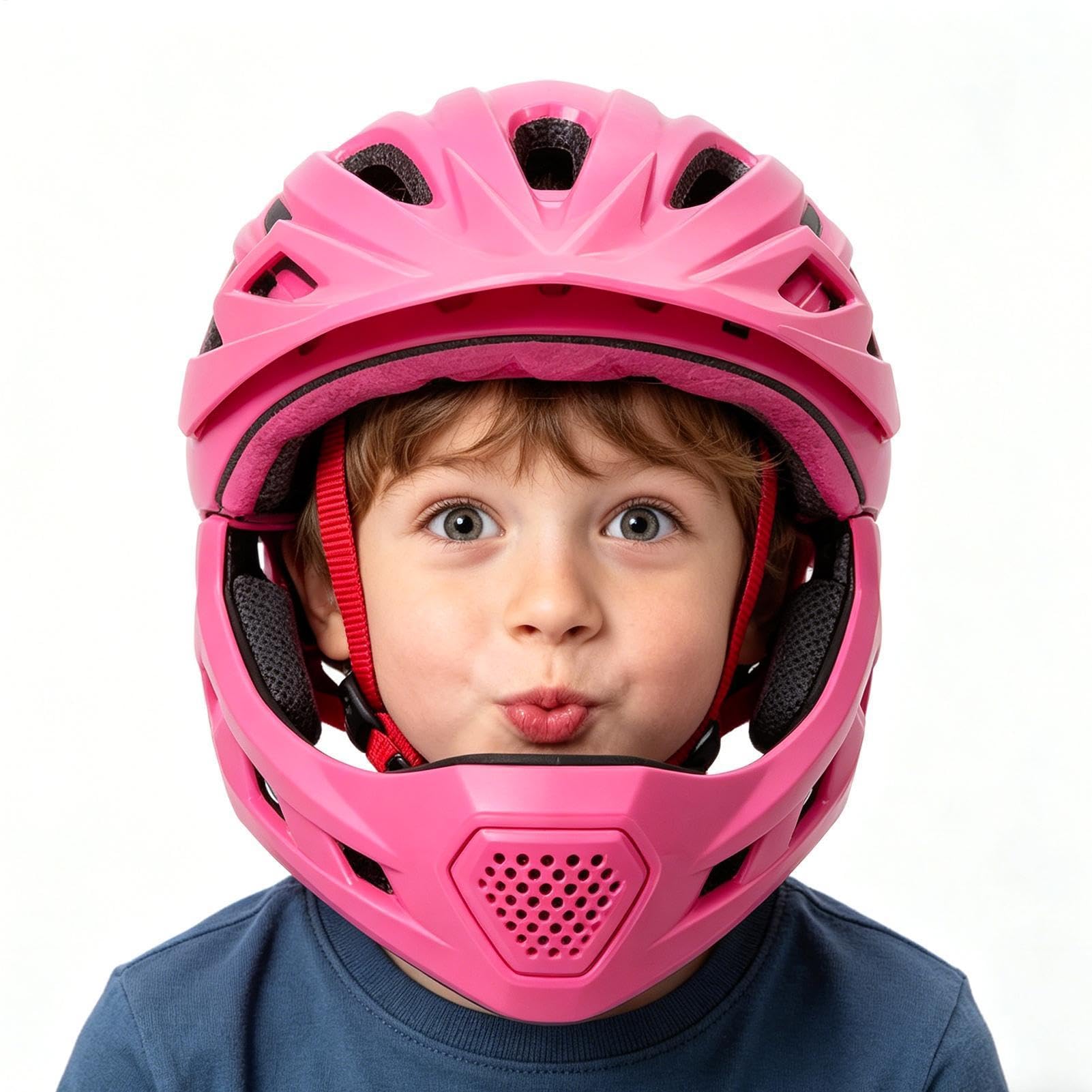 Kinder Integralhelm mit abnehmbarem Kinnschutz | Mountainbike- Und Straßenradfahrradhelm für Mädchen beim Sport und Radfahren Skateboarden Inlineskaten Rollerfahren und