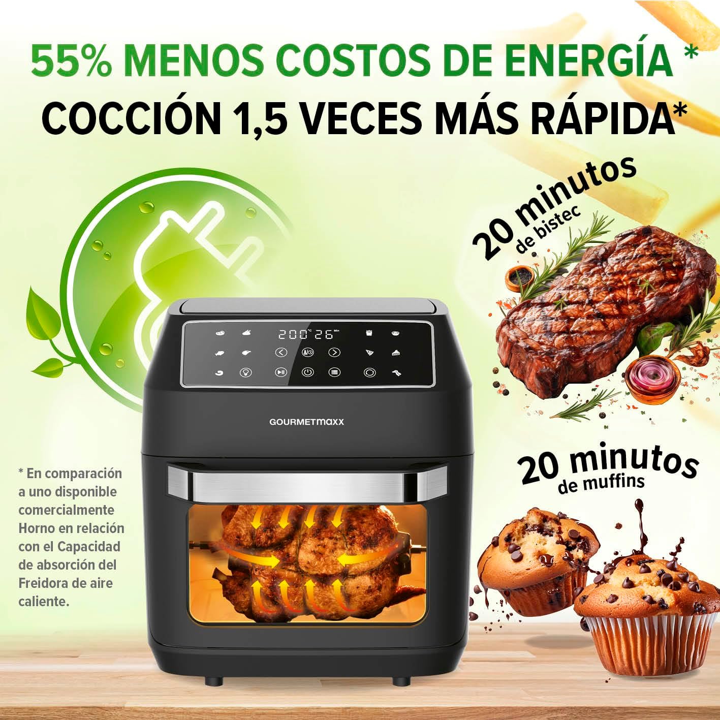 Freidora sin aceite GOURMETmaxx 12L Airfryer con 9 funciones por 73,27€ ¡¡44% de descuento!!