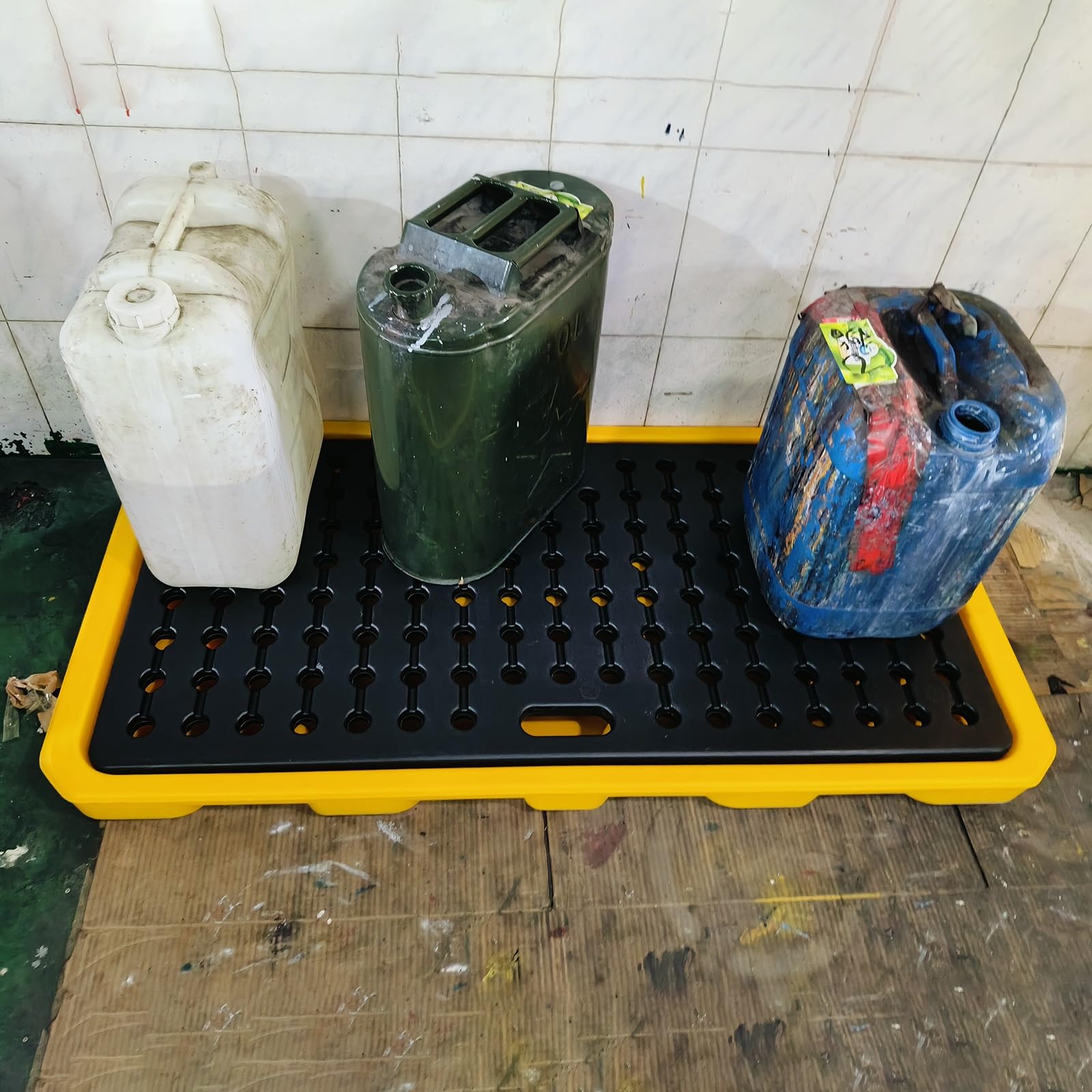 Bac de rétention 70 litres amovible en polyéthylène pour fûts et hydrocarbures