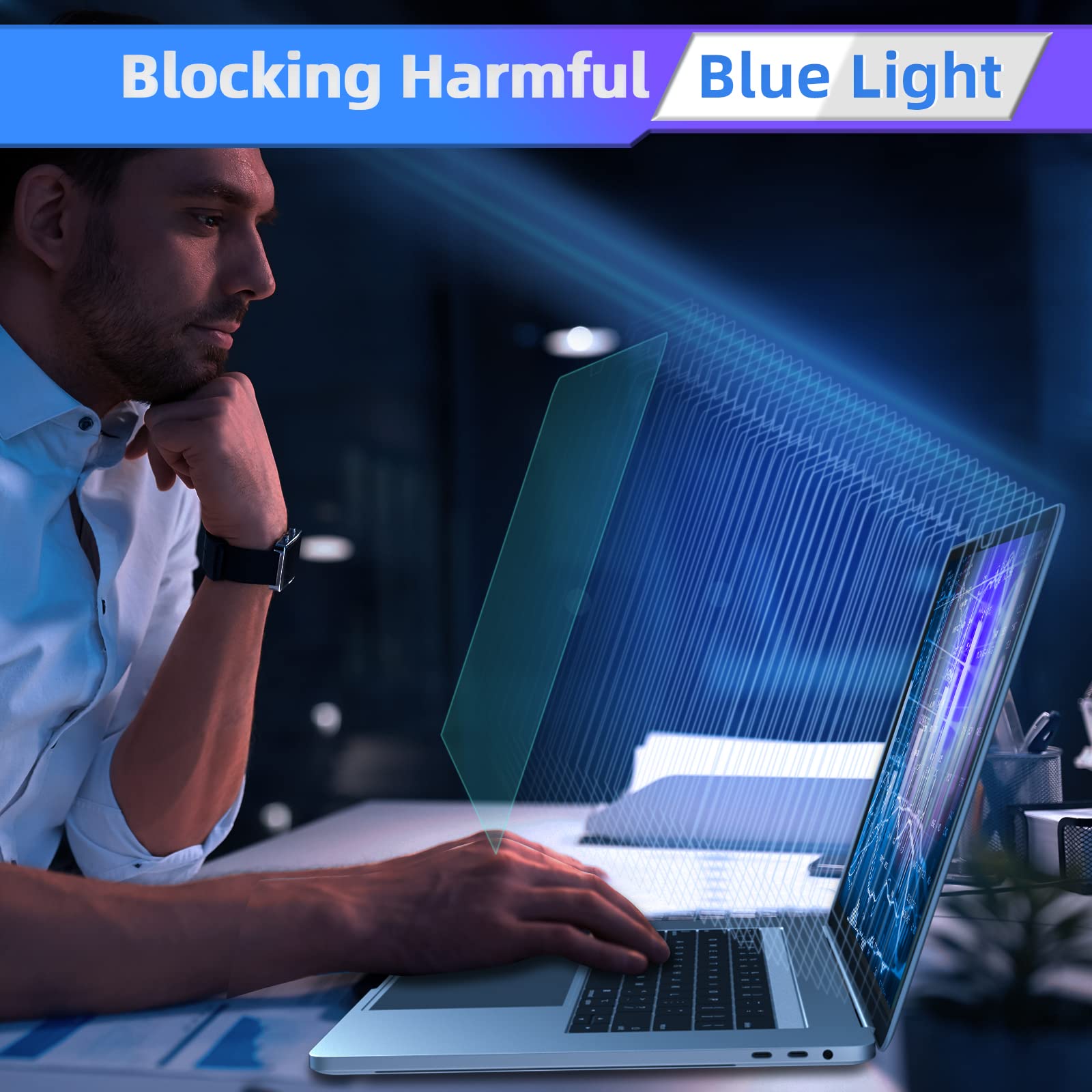 Qiilu Protège-écran Anti Lumière Bleue Pour Ordinateur Portable - Film
