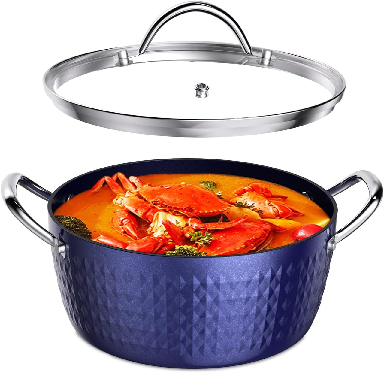 MengK 3.7 Quart Cooking Soup Pot with Lid, Small Nonstick Soup Pot with Lid, Round