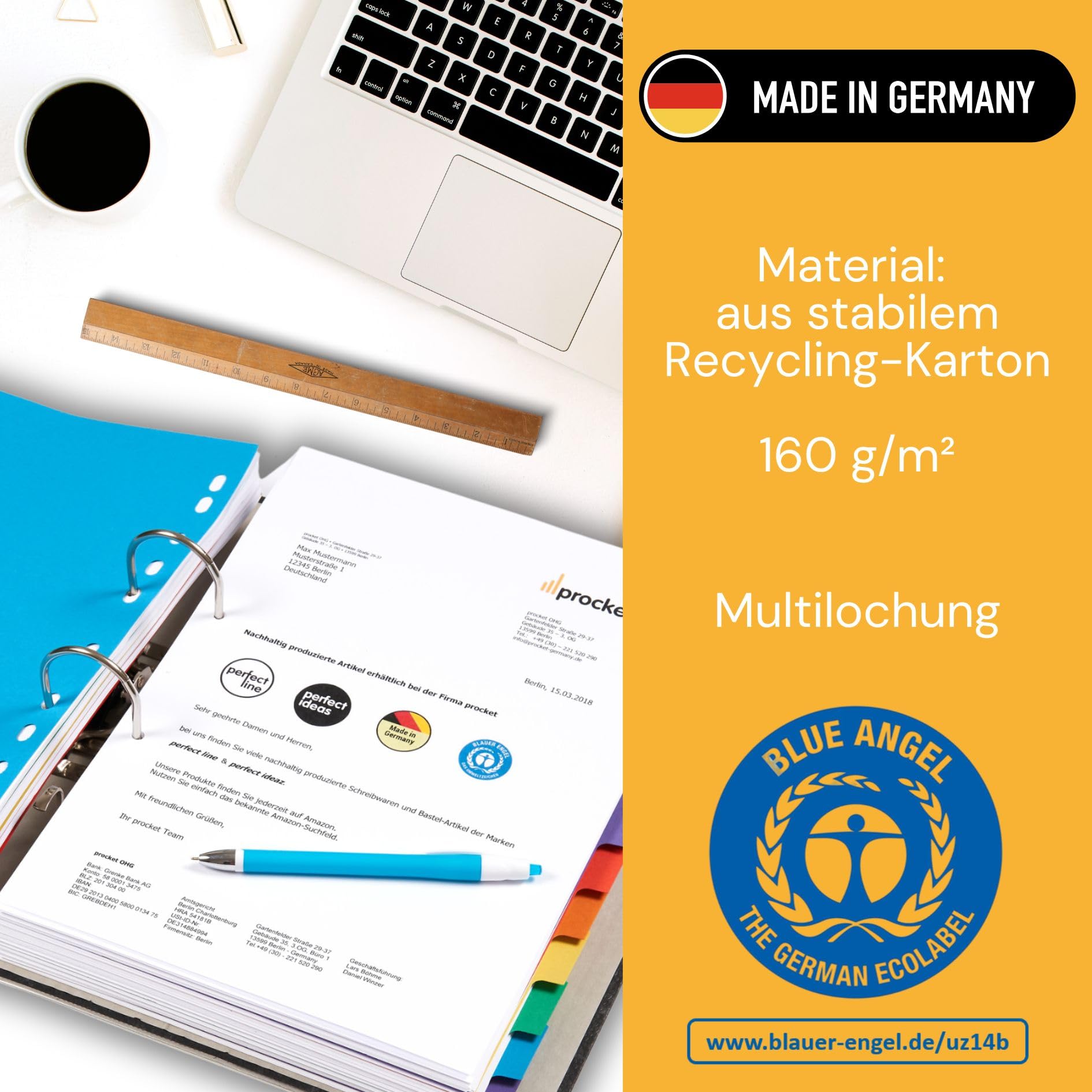 perfect line Segregator DIN-A4, 12-częściowy, zestaw 50 sztuk, karton, Made in Germany