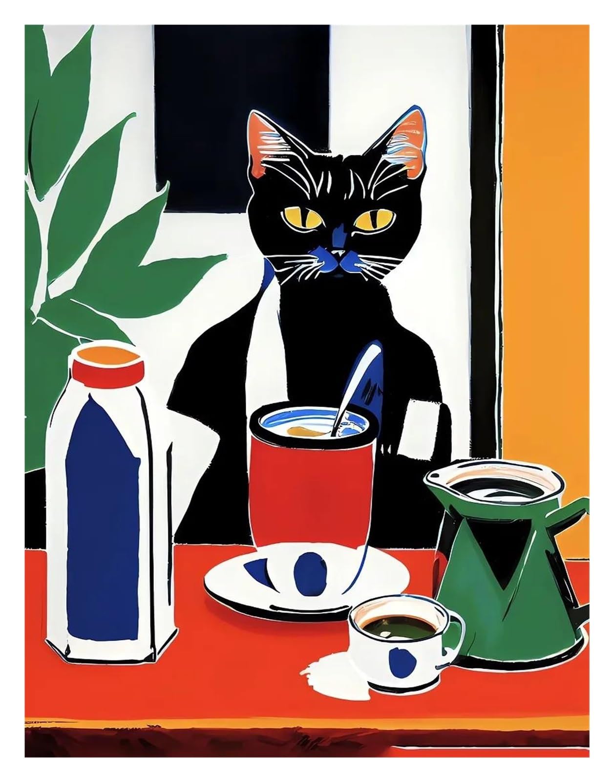 Xenite P Wall Art Canvas Rints Funny Cats French Jazz And Wine Osters Reading Hobbies Cartoon Rints Canvas Ainting Wall Art Ictures Home Living Room Decor(,40X60cm)
