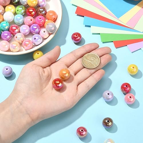 Miniatura 5 de LiQunSweet 200 cuentas espaciadoras acrílicas redondas de 0.630 in con revestimiento UV para manualidades y fabricación de joyas, suministros de