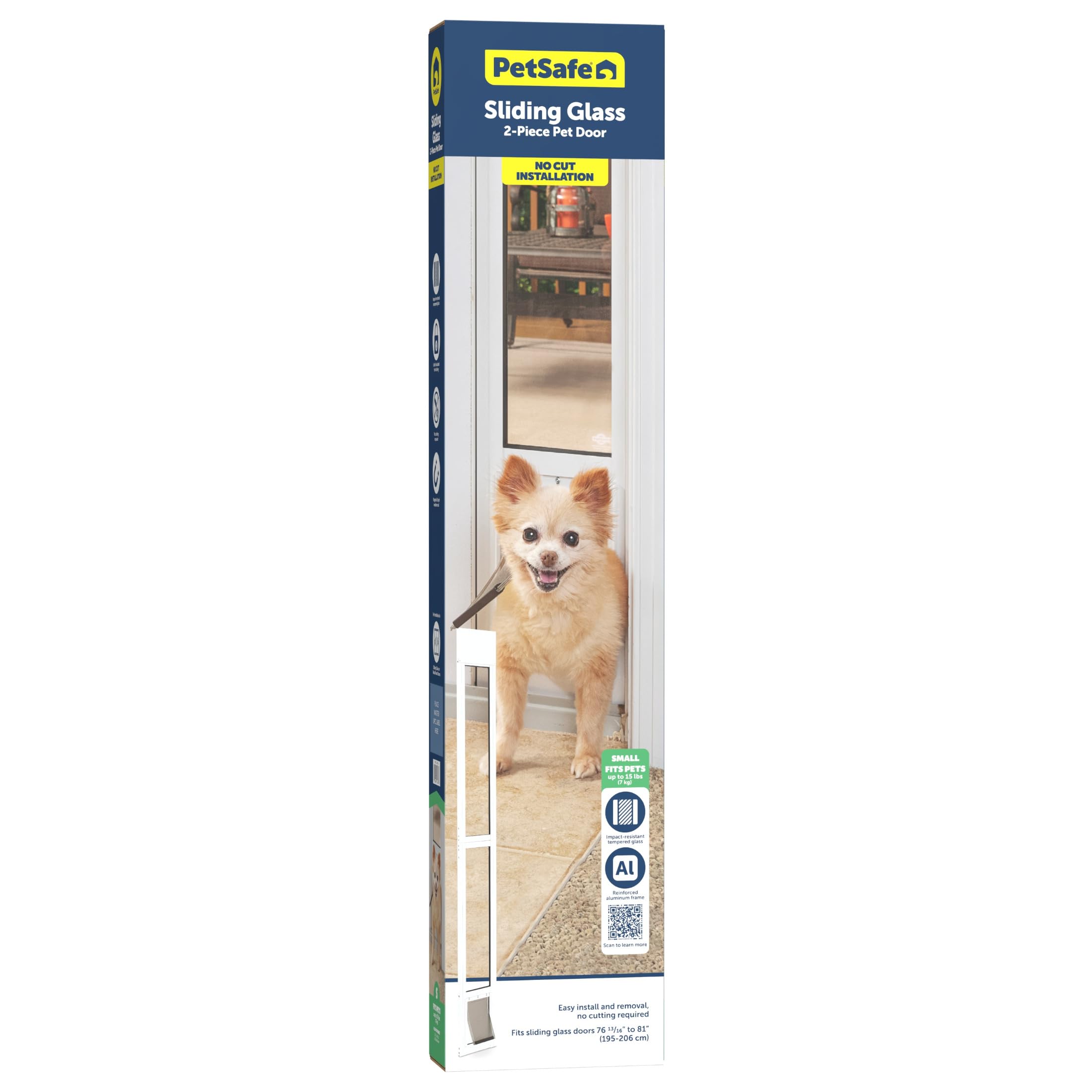 PetSafe 2-teiliger Glasschiebetüreinsatz mit Katzen- und Hundetür - Kein Zuschneiden Erforderlich, Passt Sich Automatisch an Türhöhe an 195 bis 206 cm, Langlebig, Wetterfest - Kleine Haustiere